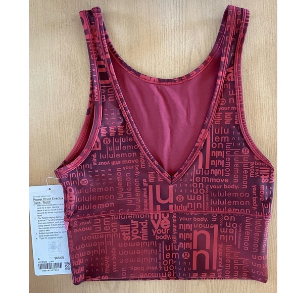 Lululemon Power Pivot Everlux Tank Top Motif Ombre Red Multi Size 4 - Picture 5 of 5